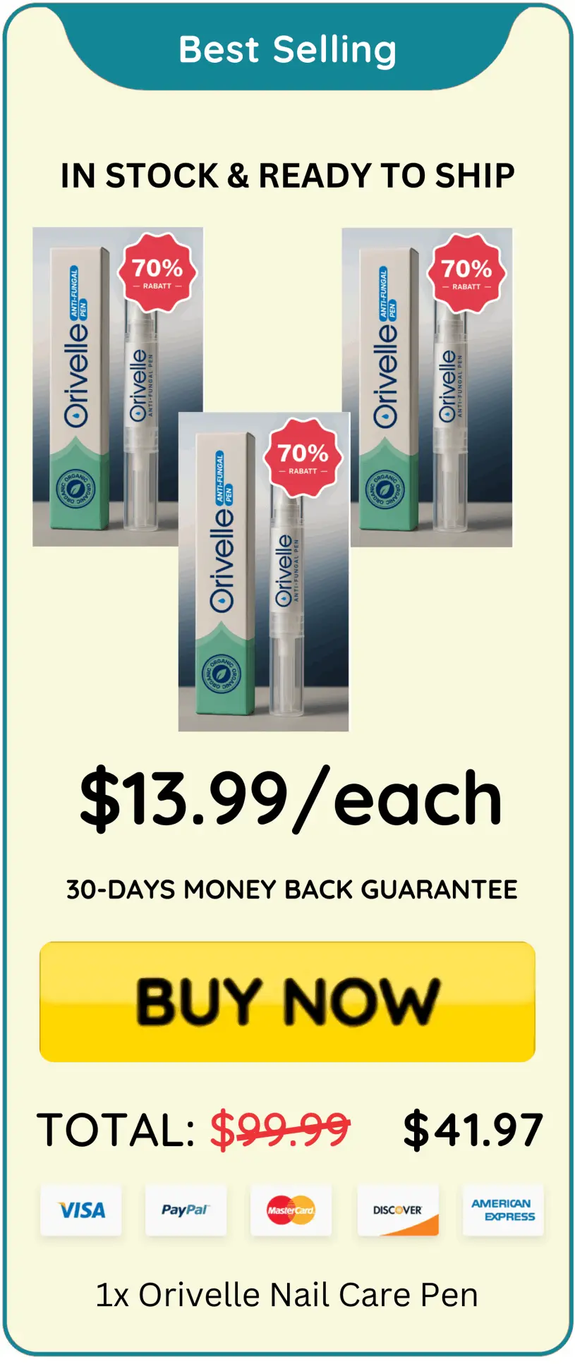 2x Orivelle Anti Fungal Pen